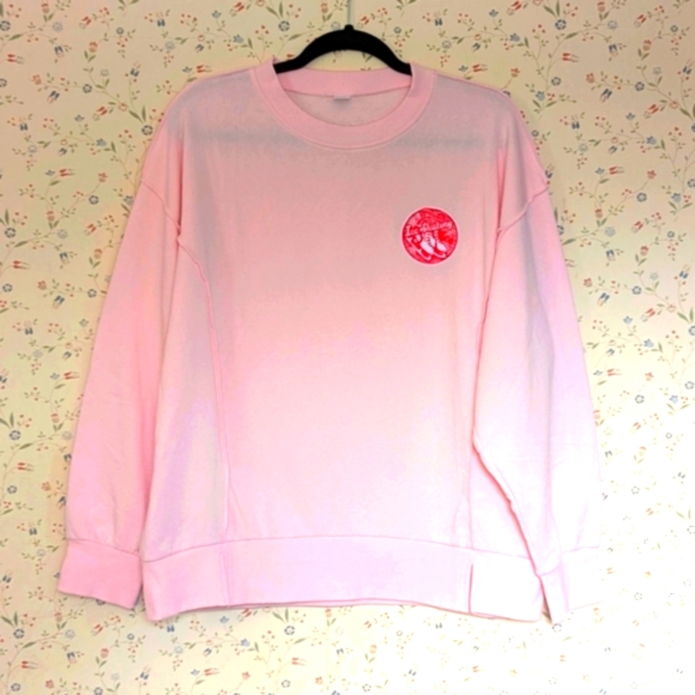 Crewneck L Sweatshirt Ice Skating Logo In Red NWOT